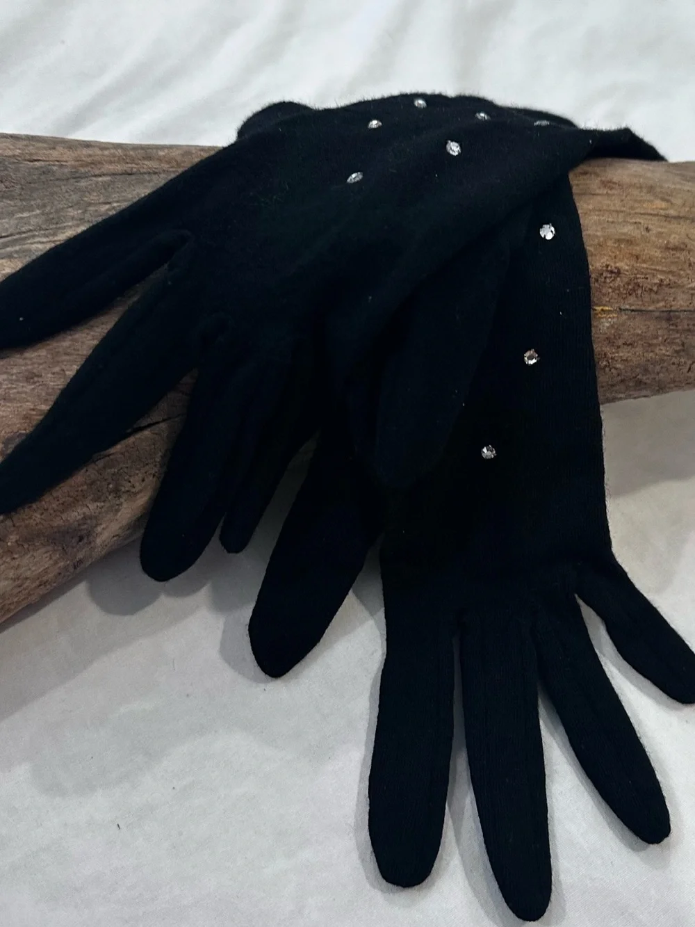 Fownes black mid-length formal design embellished with scattered rhinestones